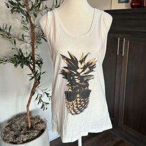 Women’s Pineapple Tanktop, 2XL, Ringspun, White